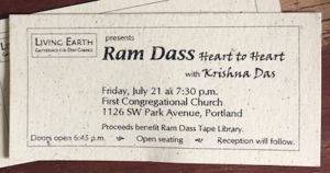 2000 ticket to Ram Dass