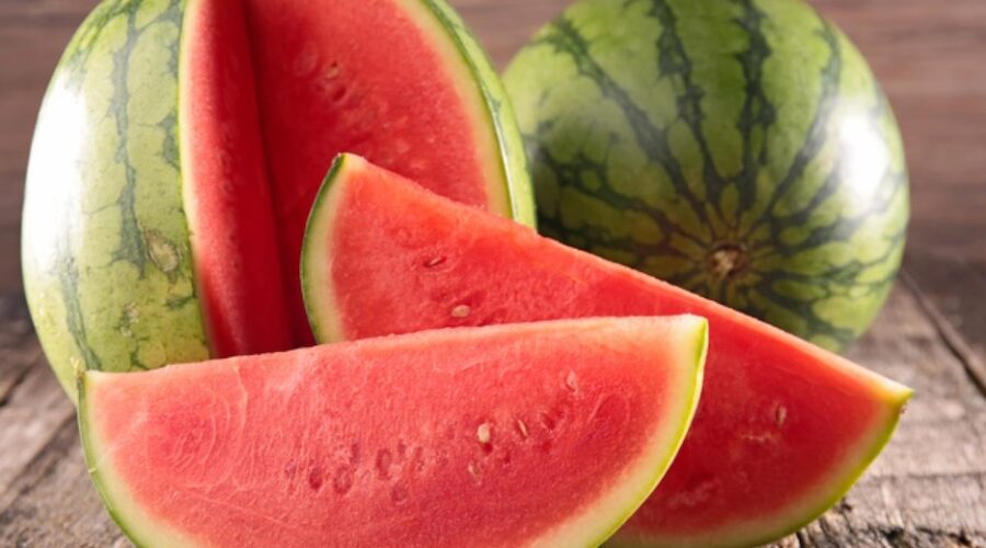 Fresh sliced watermelon on a platter